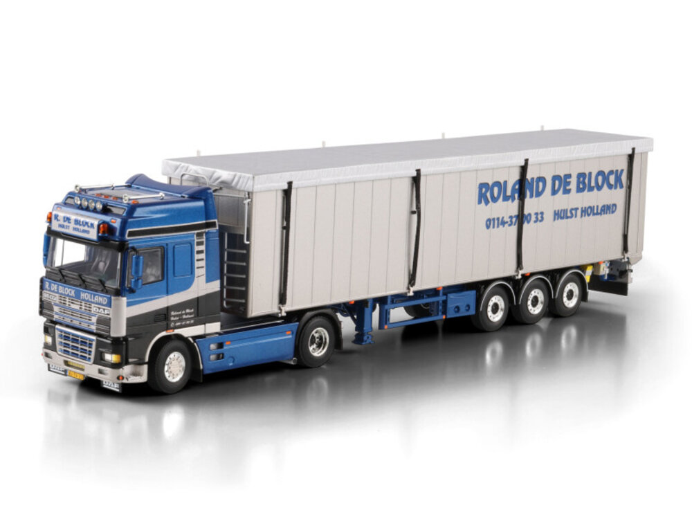 WSI WSI DAF 95XF Super Space Cab  4x2 met 3-assige volume trailer ROLAND DE BLOCK