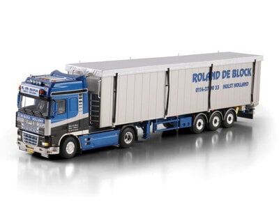 WSI WSI DAF 95XF Super Space Cab  4x2 met 3-assige volume trailer ROLAND DE BLOCK