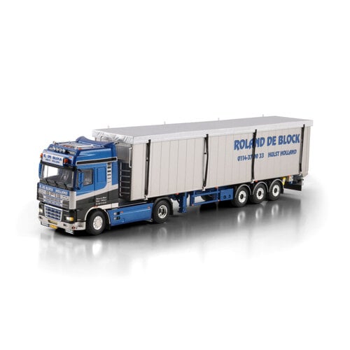 WSI WSI DAF 95XF Super Space Cab  4x2 met 3-assige volume trailer ROLAND DE BLOCK