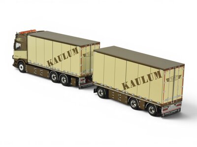 Tekno Tekno Scania NGR Highline 6x2 motorwagen met 3-assige schamelaanhanger KAULUM TRANSPORT