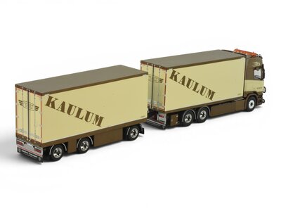 Tekno Tekno Scania NGR Highline 6x2 motorwagen met 3-assige schamelaanhanger KAULUM TRANSPORT