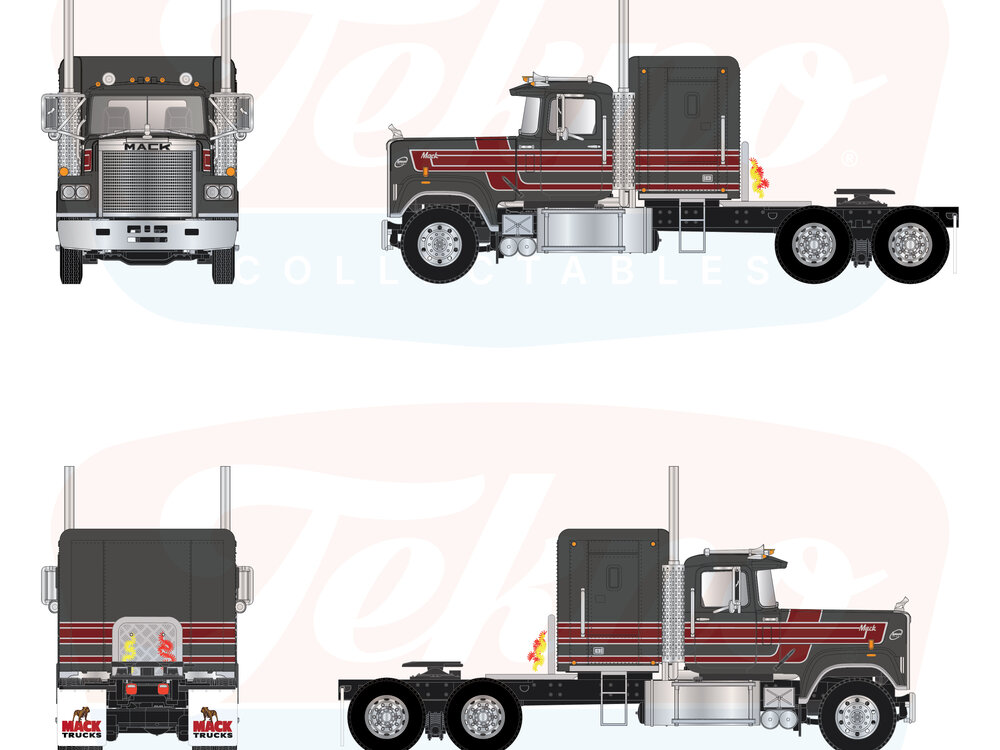 Tekno Tekno Mack Super-Liner 6x4  demo antraciet/ rood