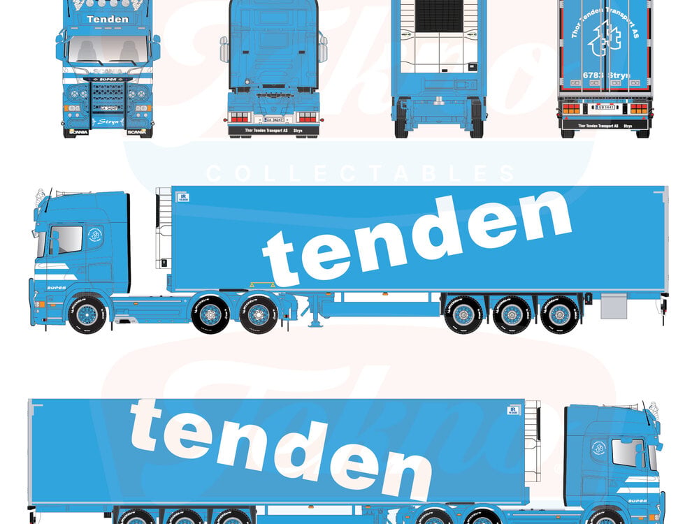 Tekno Tekno Scania R6 Streamline Topline 6x2 met 3-assige koeloplegger TENDEN