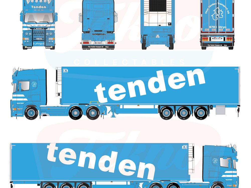 Tekno Tekno Scania R6 Streamline Topline 6x2 with 3-axle reefer trailer TENDEN