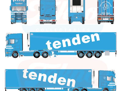 Tekno Tekno Scania R6 Streamline Topline 6x2 met 3-assige koeloplegger TENDEN
