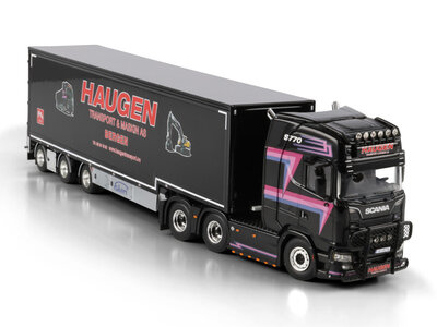 WSI WSI Scania S Highline 6x4 + 3-axle semi box trailer HAUGEN