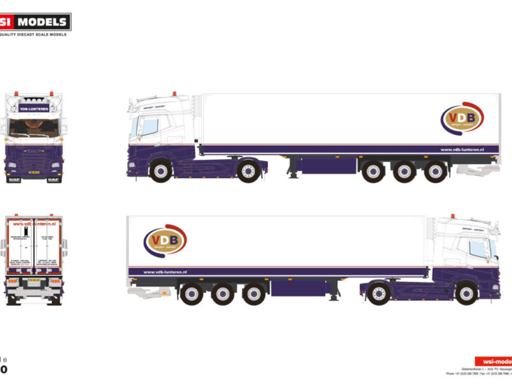 WSI WSI DAF XG+ 4x2 with 3-axle reefer trailer VDB LUNTEREN