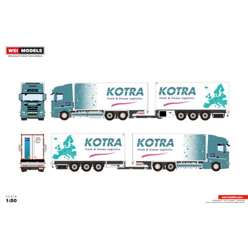 WSI WSI Scania R Highline motor koelwagen met koeloplegger KOTRA