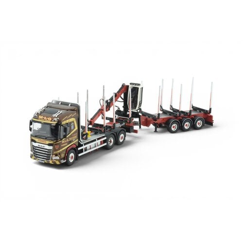 Tekno Tekno DAF XF 3-assige motorwagen met 3-assige houtaanhanger MLG TRANSPORT