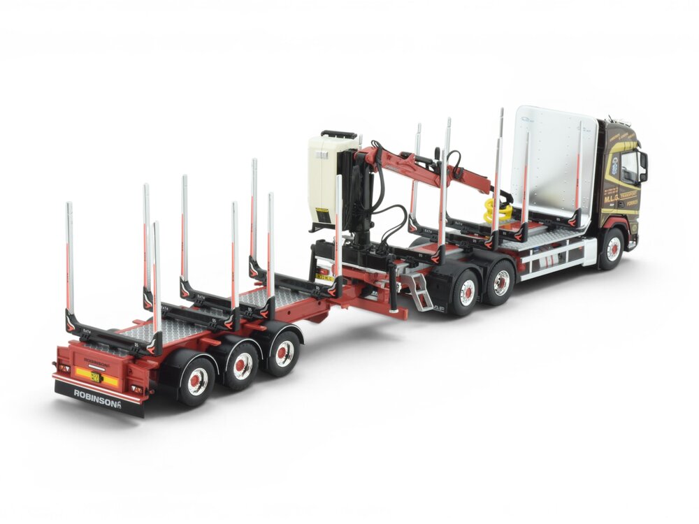 Tekno Tekno DAF XF 3-assige motorwagen met 3-assige houtaanhanger MLG TRANSPORT