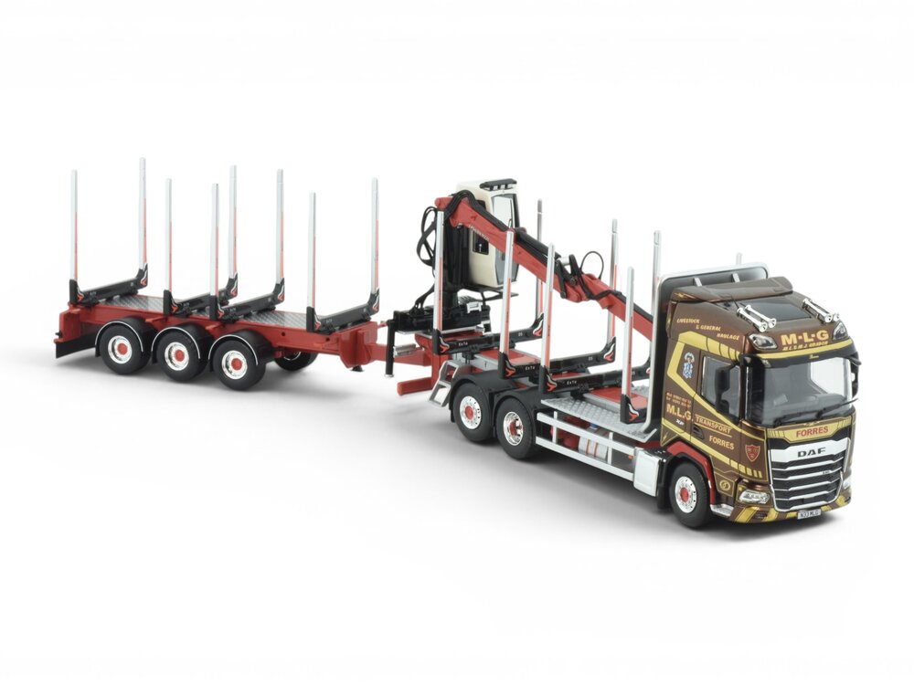 Tekno Tekno DAF XF 3-axle riged truck with 3-axle wood trailer MLG TRANSPORT
