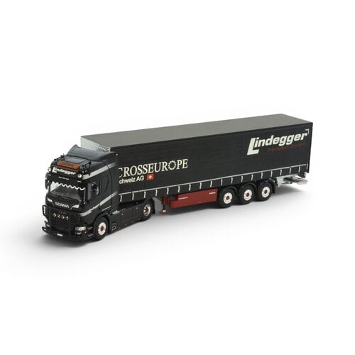 Tekno Tekno Scania Next Gen R-serie Highline met 3-assige schuifzeilen oplegger LINDEGGER