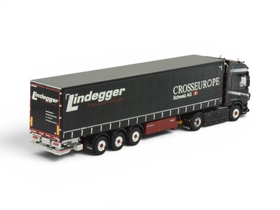 Tekno Tekno Scania Next Gen R-serie Highline met 3-assige schuifzeilen oplegger LINDEGGER