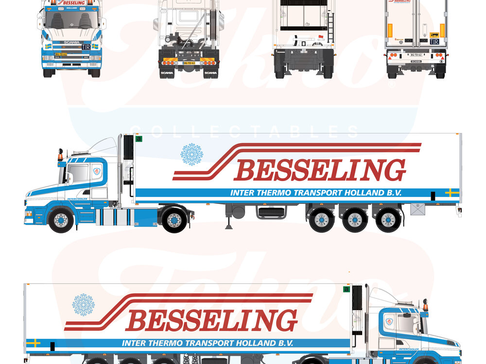 Tekno Tekno Scania 4-serie Torpedo met 3-assige koeloplegger BESSELING