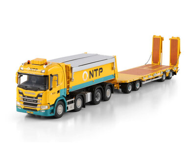 WSI WSI Scania G Normal tipper truck 8x2 + 4-axle drawbar lowloader trailer NTP