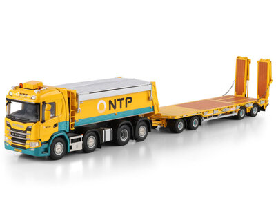 WSI WSI Scania G Normal tipper truck 8x2 + 4-axle drawbar lowloader trailer NTP