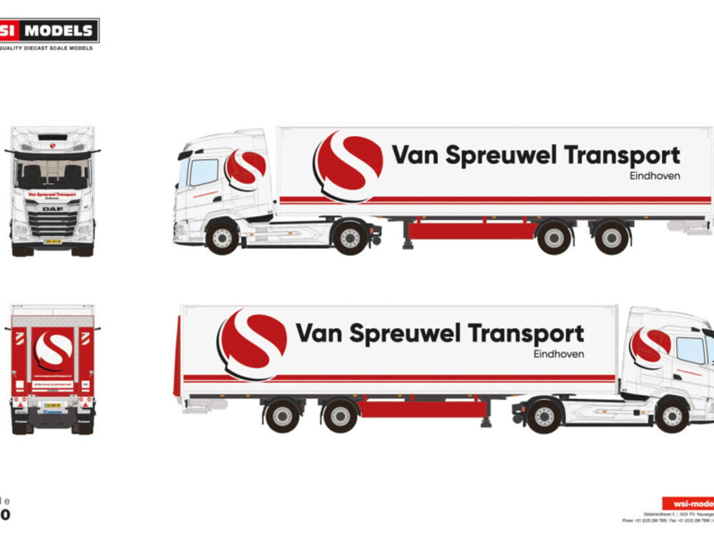 WSI WSI DAF XG MY25 4x2 + 2-axle tridec box trailer VAN SPREUWEL TRANSPORT