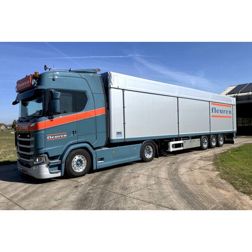 WSI WSI Scania S Highline 4x2 met 3-as verschuifbare vloer trailer FLEUREN