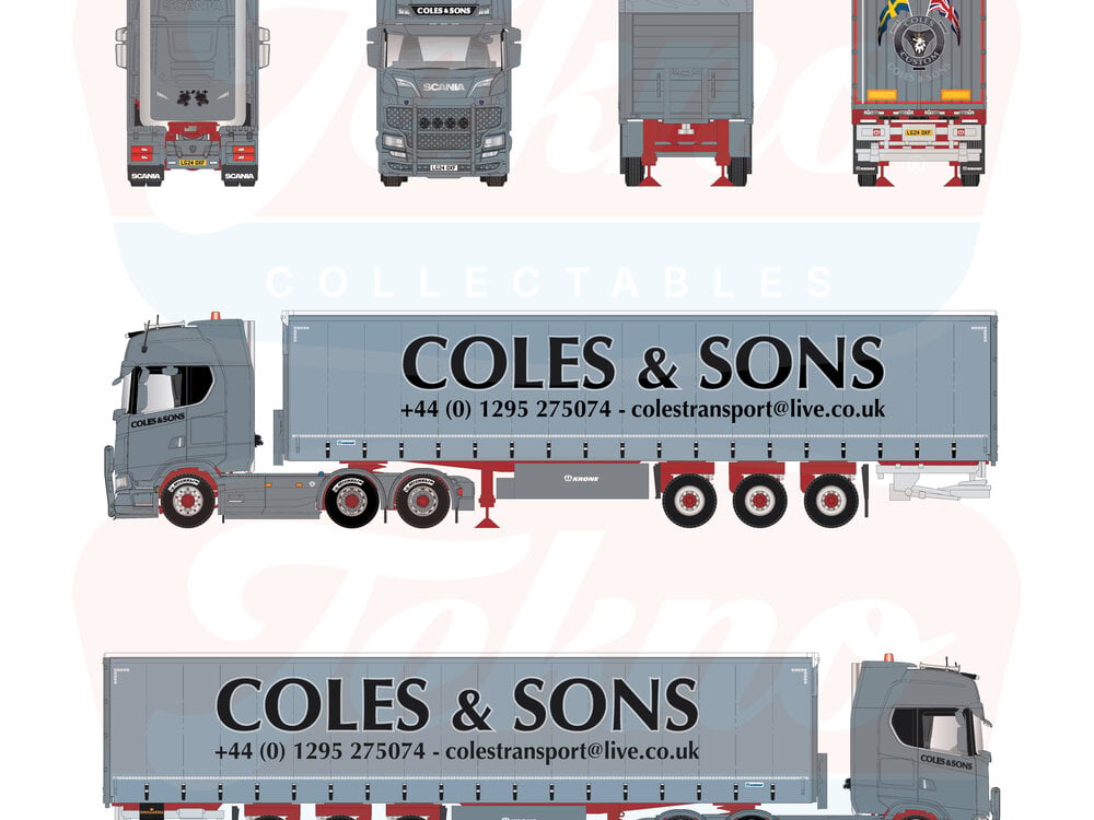 Tekno Tekno Scania Next Gen S-Highline met 3-assige schuifzeilenoplegger COLES & SONS