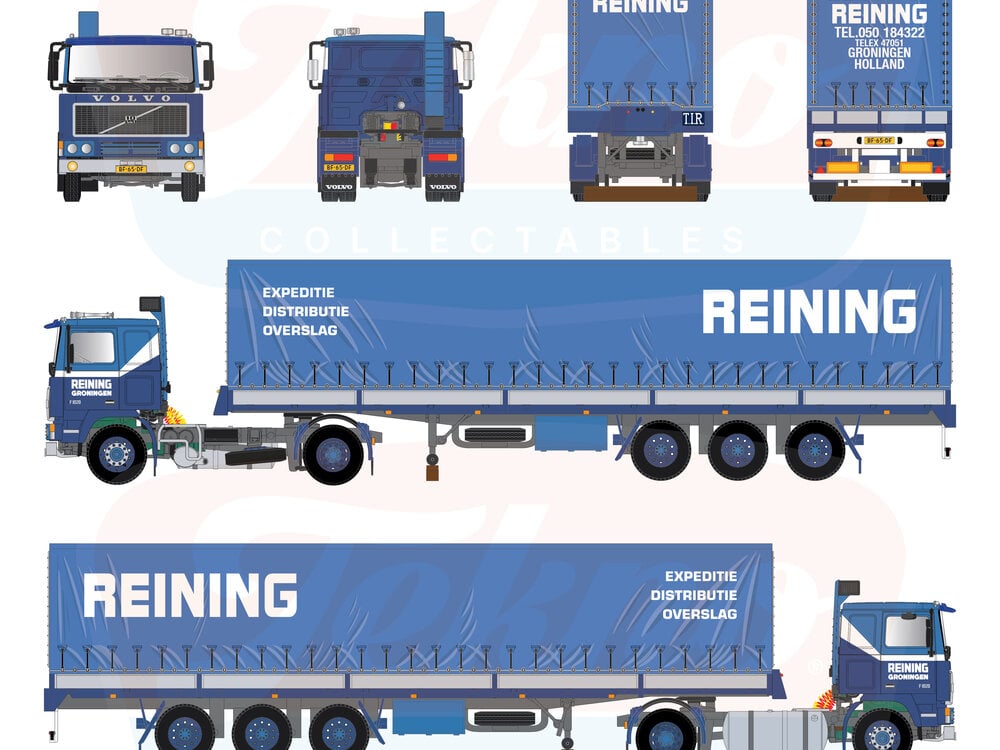 Tekno Tekno Volvo F10 4x2 trekker met 3-assige huifoplegger REINING