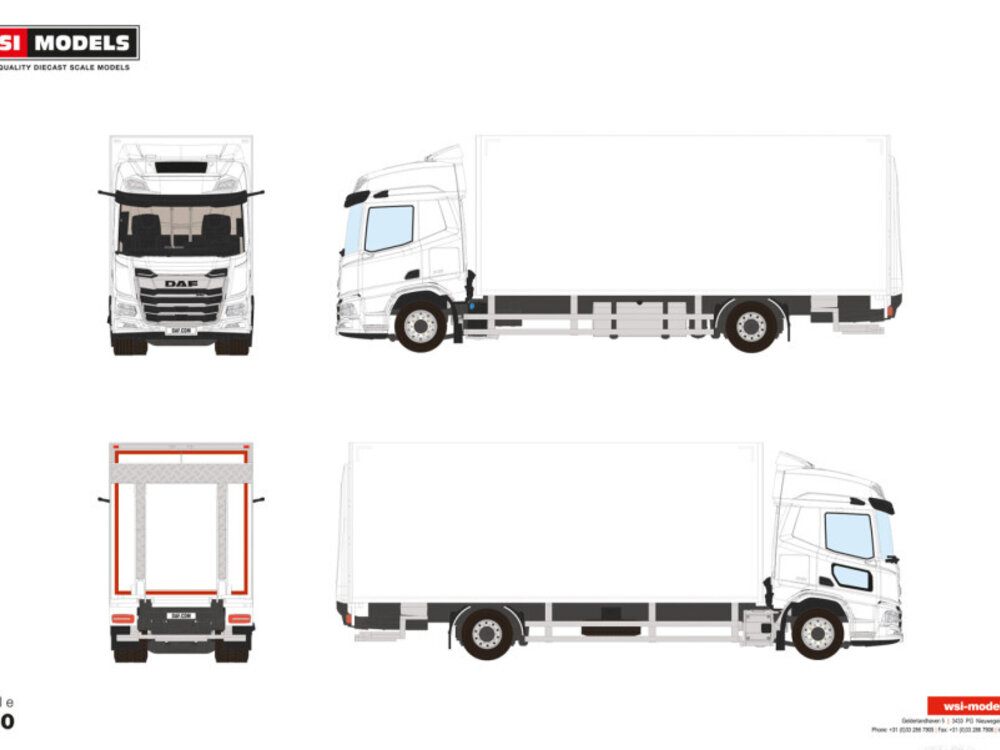 WSI WSI DAF XD SH met sky lights bakwagen 4X2 WHITE LINE