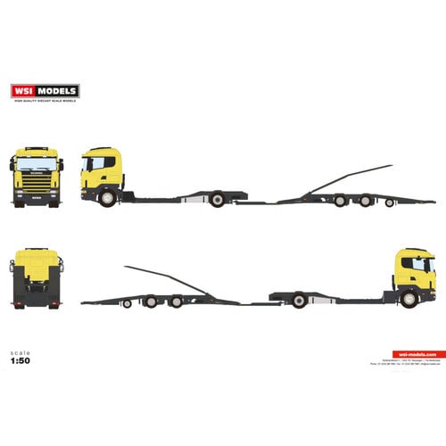 WSI WSI Scania R4-serie flat roof 4x2 truck transporter combi PREMIUM LINE
