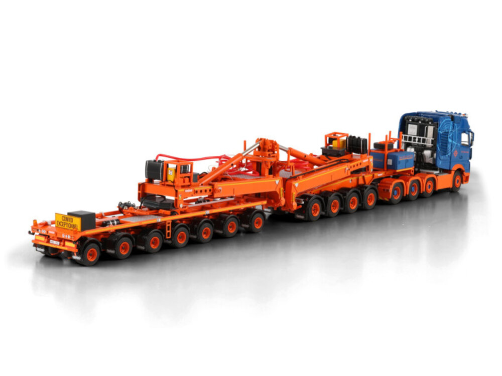 WSI WSI Mercedes-Benz Arocs MP5 Giga Space 8x4  with 7-axle wind mill trailer + 4-axle dolly NAVIGATOR TRANSPORT