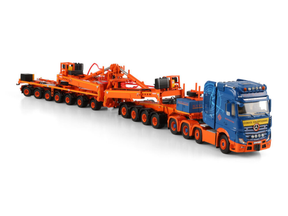 WSI WSI Mercedes-Benz Arocs MP5 Giga Space 8x4  with 7-axle wind mill trailer + 4-axle dolly NAVIGATOR TRANSPORT