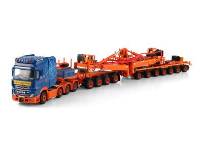 WSI WSI Mercedes-Benz Arocs MP5 Giga Space 8x4  with 7-axle wind mill trailer + 4-axle dolly NAVIGATOR TRANSPORT