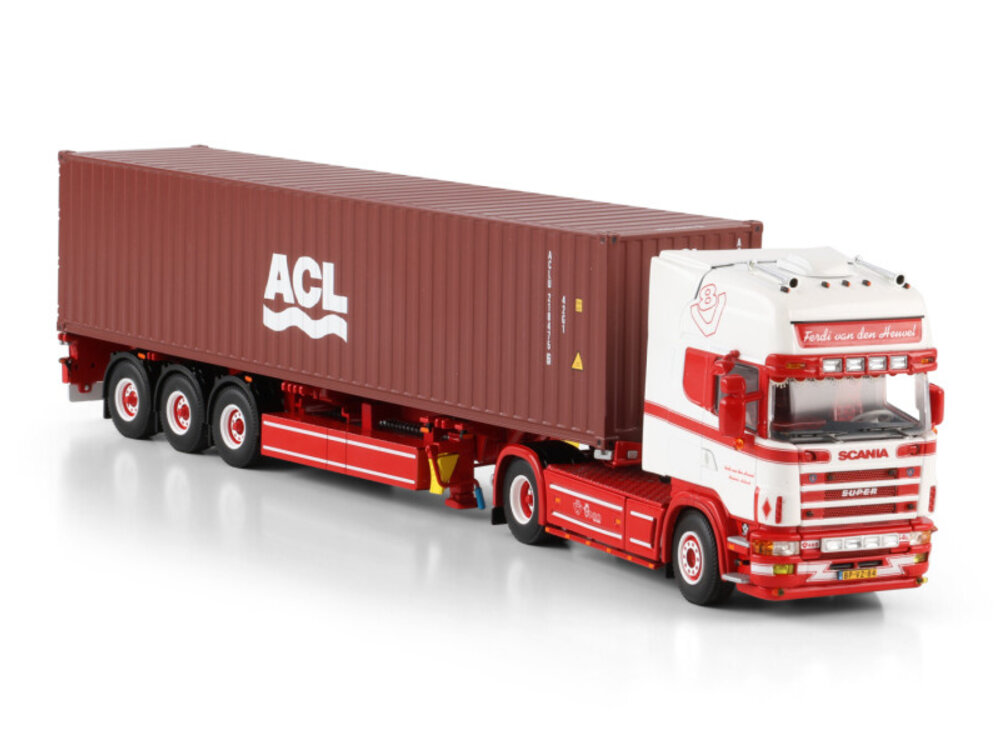 WSI WSI Scania 4-serie Topline met 3-as container oplegger + 40ft. container FERDI VAN DEN HEUVEL