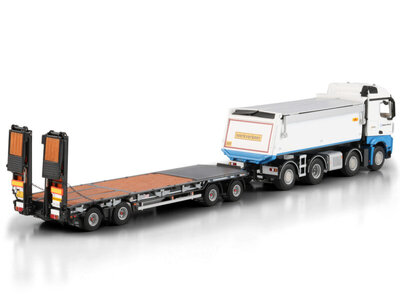 WSI WSI Mercedes Arocs MP4 Stream Space tipper truck 8x2 + 4-axle drawbar lowloader trailer BALLAST NEDAM