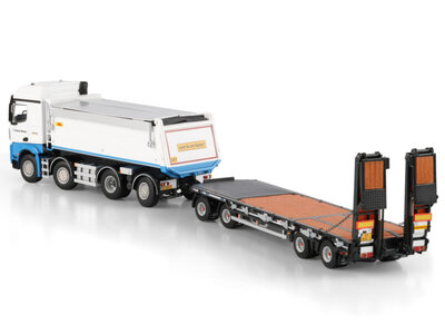 WSI WSI Mercedes Arocs MP4 Stream Space tipper truck 8x2 + 4-axle drawbar lowloader trailer BALLAST NEDAM