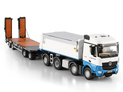 WSI WSI Mercedes Arocs MP4 Stream Space tipper truck 8x2 + 4-axle drawbar lowloader trailer BALLAST NEDAM