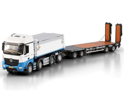 WSI WSI Mercedes Arocs MP4 Stream Space tipper truck 8x2 + 4-axle drawbar lowloader trailer BALLAST NEDAM