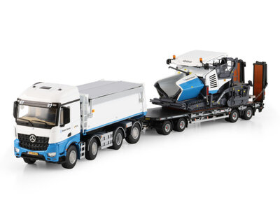 WSI WSI Mercedes Arocs MP4 Stream Space tipper truck 8x2 + 4-axle drawbar lowloader trailer BALLAST NEDAM