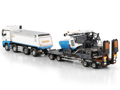 WSI WSI Mercedes Arocs MP4 Stream Space tipper truck 8x2 + 4-axle drawbar lowloader trailer BALLAST NEDAM