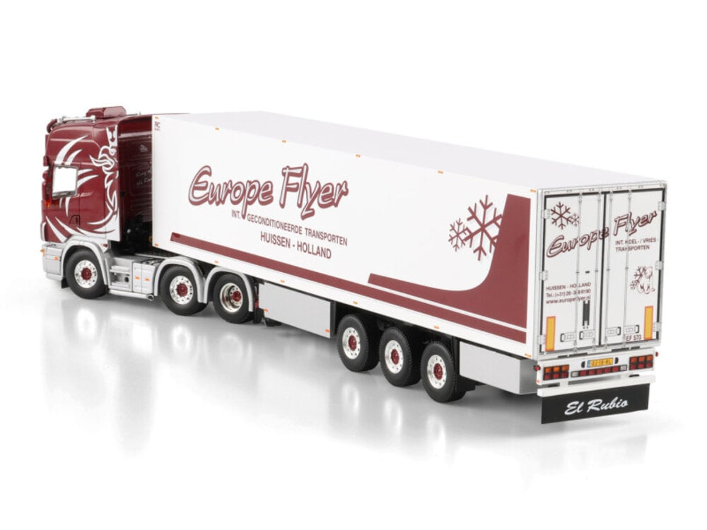 WSI WSI Scania 4-serie Topline 6x2 met 3-assige koeloplegger EUROPE FLYER