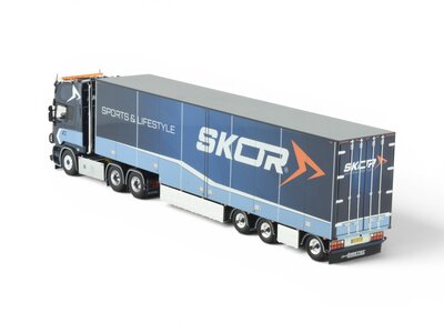 Tekno Tekno Scania R-serie Topline met stepdeck oplegger SKOR