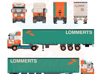 Tekno Tekno Scania 3-serie 113-380 with 3-axle curtainside trailer LOMMERTS