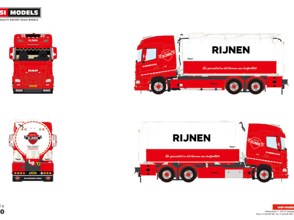 WSI WSI DAF XF 6x2 motorwagen  met resin body  RIJNEN BRANDSTOFFEN
