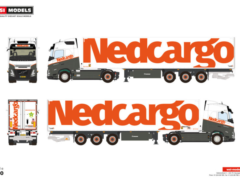 WSI WSI Volvo FH Aero Globetrotter XL 4x2 met 3-assige box trailer NEDCARGO