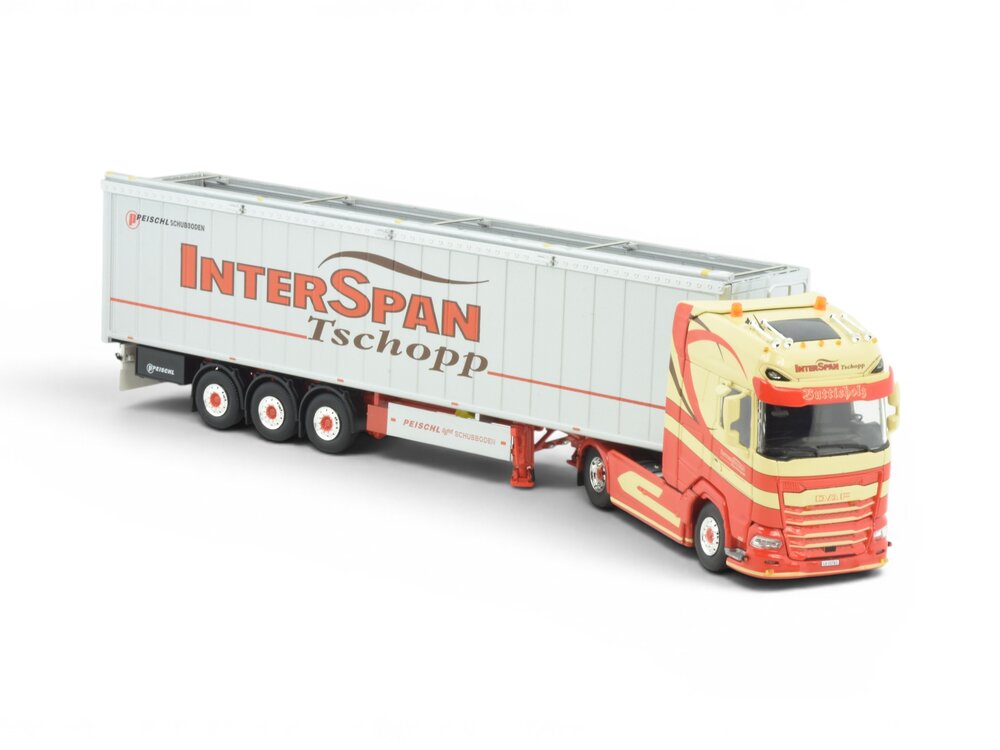 Tekno Tekno DAF XG+ met 3-assige walkingfloor oplegger INTERSPAN TSCHOPP