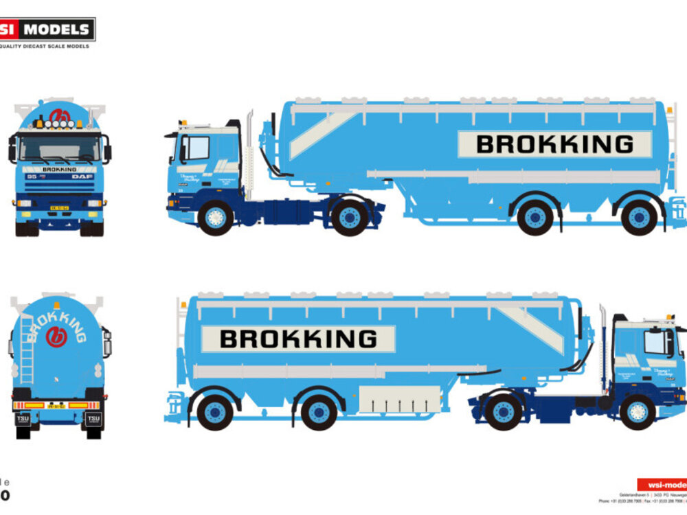 WSI WSI DAF 95 Comfort cab with 2-axle annimalfeed bilk trailer BROKKING