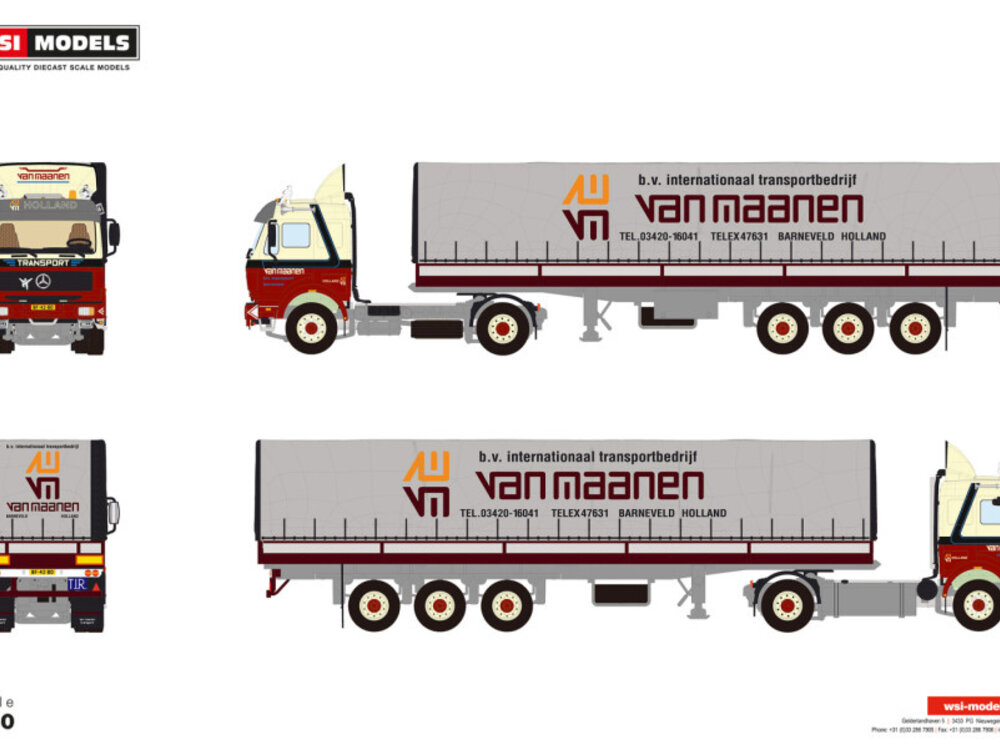 WSI WSI Mercedes-Benz NG 4x2 with 3-axle classic curtainside trailer VAN MAANEN