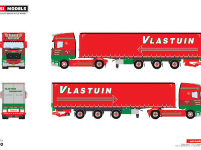 WSI WSI Scania S Highline 4x2 met 3-as tridec schuifzeilen oplegger VLASTUIN