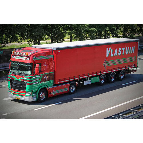 WSI WSI Scania S Highline 4x2 met 3-as tridec schuifzeilen oplegger VLASTUIN