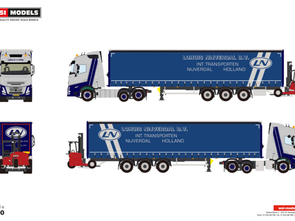 WSI WSI Volvo FH Aero Globetrotter 6x2 with 3-axle curtainside trailer LOHUIS NIJVERDAL