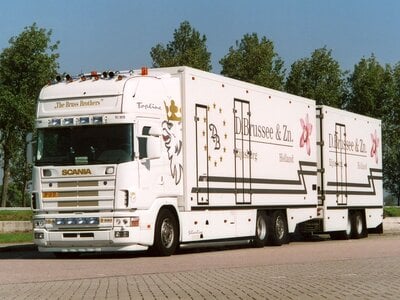 Tekno Tekno Scania 164 6x2  Riged truck with 2-axle trailer D. BRUSSEE EN ZN.
