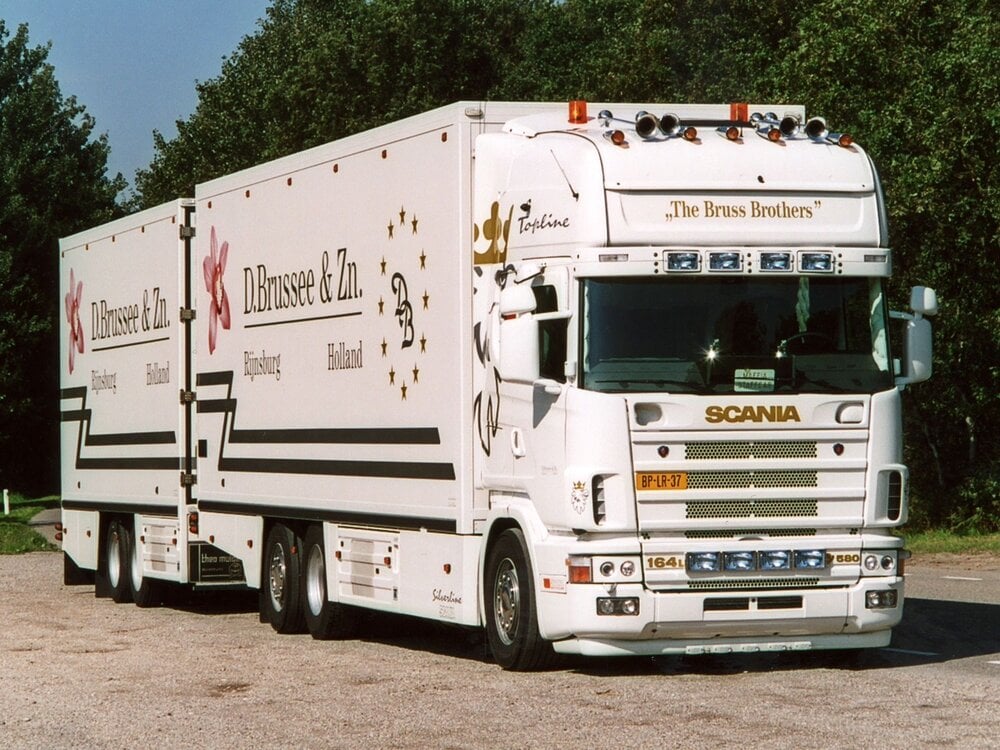 Tekno Tekno Scania 164 6x2 motorwagen met 2-assige wipkar D. BRUSSEE EN ZN.