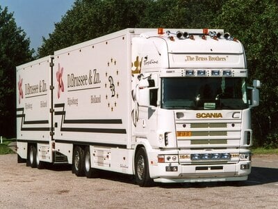 Tekno Tekno Scania 164 6x2 motorwagen met 2-assige wipkar D. BRUSSEE EN ZN.